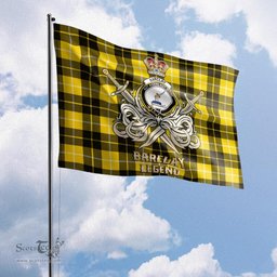 ScotsTee Shop Scottish Barclay Dress Modern Clan Crest Tartan Flag The Golden Sword of Courageous Legacy Flag