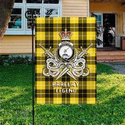 ScotsTee Shop Scottish Barclay Dress Modern Clan Crest Tartan Flag The Golden Sword of Courageous Legacy Flag