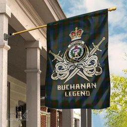 ScotsTee Shop Scottish Buchanan Hunting Clan Crest Tartan Flag The Golden Sword of Courageous Legacy Flag