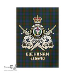 ScotsTee Shop Scottish Buchanan Hunting Clan Crest Tartan Flag The Golden Sword of Courageous Legacy Flag