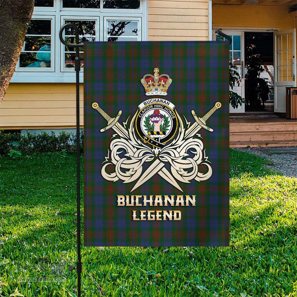 ScotsTee Shop Scottish Buchanan Hunting Clan Crest Tartan Flag The Golden Sword of Courageous Legacy Flag