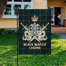 ScotsTee Shop Scottish Black Watch Clan Crest Tartan Flag The Golden Sword of Courageous Legacy Flag