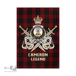 ScotsTee Shop Scottish Cameron Black and Red Clan Crest Tartan Flag The Golden Sword of Courageous Legacy Flag