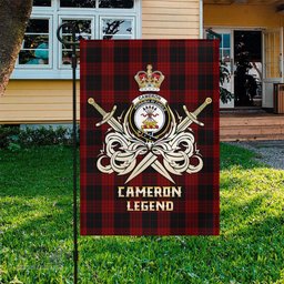 ScotsTee Shop Scottish Cameron Black and Red Clan Crest Tartan Flag The Golden Sword of Courageous Legacy Flag