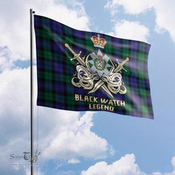 ScotsTee Shop Scottish Black Watch Modern Clan Crest Tartan Flag The Golden Sword of Courageous Legacy Flag