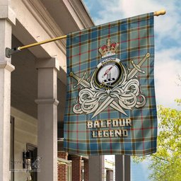 ScotsTee Shop Scottish Balfour Blue Clan Crest Tartan Flag The Golden Sword of Courageous Legacy Flag