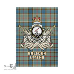 ScotsTee Shop Scottish Balfour Blue Clan Crest Tartan Flag The Golden Sword of Courageous Legacy Flag