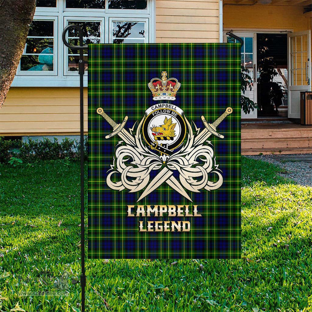 ScotsTee Shop Scottish Campbell of Breadalbane Modern Clan Crest Tartan Flag The Golden Sword of Courageous Legacy Flag