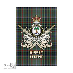 ScotsTee Shop Scottish Bisset Clan Crest Tartan Flag The Golden Sword of Courageous Legacy Flag