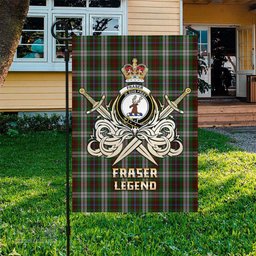ScotsTee Shop Scottish Fraser Hunting Dress Clan Crest Tartan Flag The Golden Sword of Courageous Legacy Flag