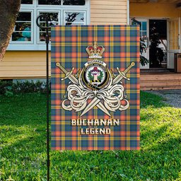 ScotsTee Shop Scottish Buchanan Ancient Clan Crest Tartan Flag The Golden Sword of Courageous Legacy Flag