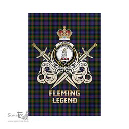 ScotsTee Shop Scottish Fleming Clan Crest Tartan Flag The Golden Sword of Courageous Legacy Flag
