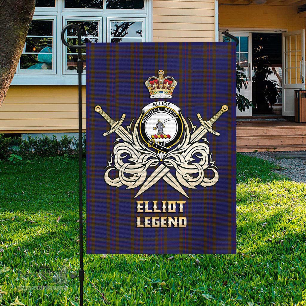 ScotsTee Shop Scottish Elliot Clan Crest Tartan Flag The Golden Sword of Courageous Legacy Flag