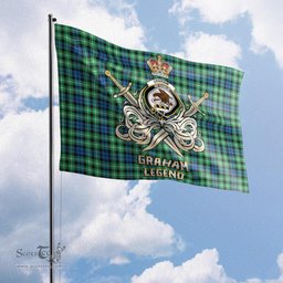 ScotsTee Shop Scottish Graham of Montrose Ancient Clan Crest Tartan Flag The Golden Sword of Courageous Legacy Flag