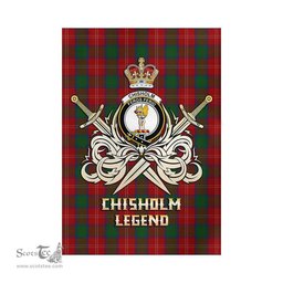 ScotsTee Shop Scottish Chisholm Clan Crest Tartan Flag The Golden Sword of Courageous Legacy Flag