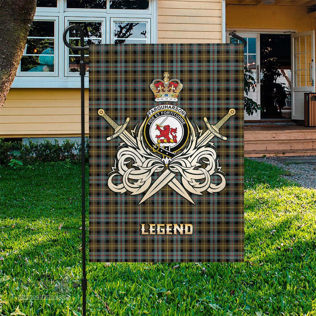 ScotsTee Shop Scottish Farquharson Weathered Clan Crest Tartan Flag The Golden Sword of Courageous Legacy Flag