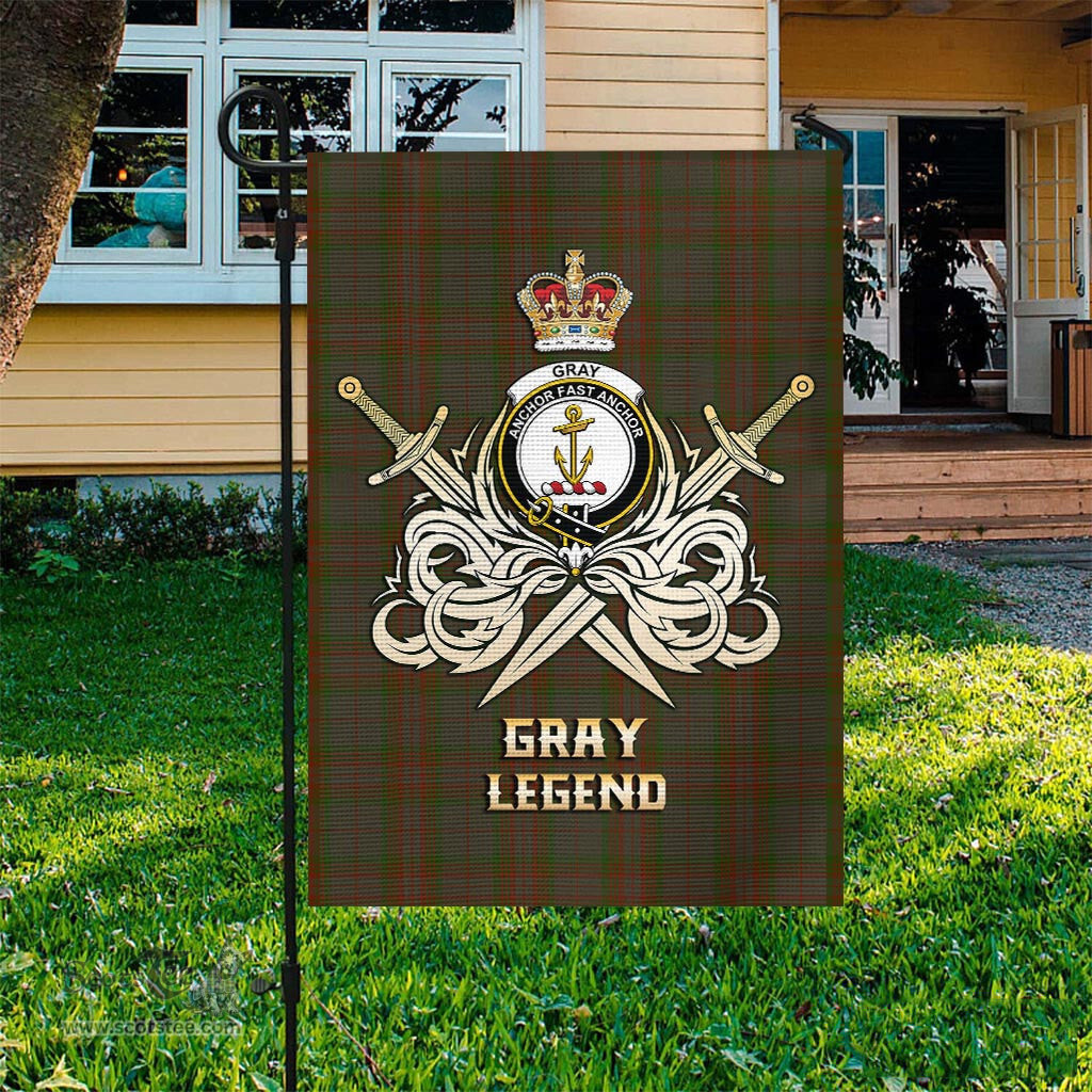 ScotsTee Shop Scottish Gray Clan Crest Tartan Flag The Golden Sword of Courageous Legacy Flag