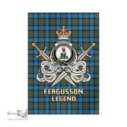 ScotsTee Shop Scottish Fergusson Ancient Clan Crest Tartan Flag The Golden Sword of Courageous Legacy Flag