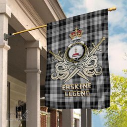 ScotsTee Shop Scottish Erskine Black and White Clan Crest Tartan Flag The Golden Sword of Courageous Legacy Flag