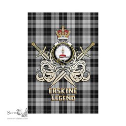 ScotsTee Shop Scottish Erskine Black and White Clan Crest Tartan Flag The Golden Sword of Courageous Legacy Flag