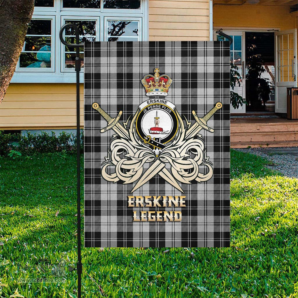 ScotsTee Shop Scottish Erskine Black and White Clan Crest Tartan Flag The Golden Sword of Courageous Legacy Flag