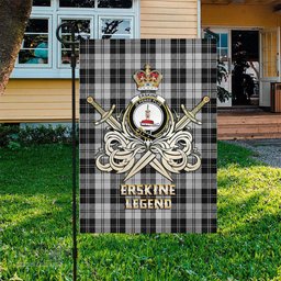 ScotsTee Shop Scottish Erskine Black and White Clan Crest Tartan Flag The Golden Sword of Courageous Legacy Flag