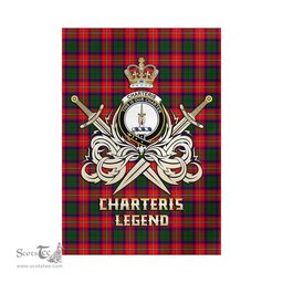 ScotsTee Shop Scottish Charteris Clan Crest Tartan Flag The Golden Sword of Courageous Legacy Flag