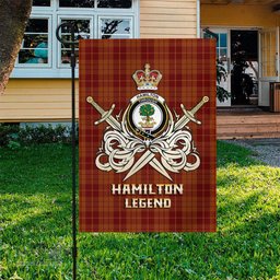 ScotsTee Shop Scottish Hamilton Red Clan Crest Tartan Flag The Golden Sword of Courageous Legacy Flag