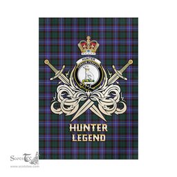 ScotsTee Shop Scottish Hunter Modern Clan Crest Tartan Flag The Golden Sword of Courageous Legacy Flag