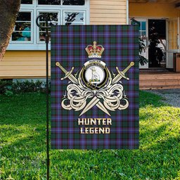 ScotsTee Shop Scottish Hunter Modern Clan Crest Tartan Flag The Golden Sword of Courageous Legacy Flag