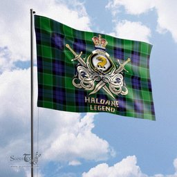 ScotsTee Shop Scottish Haldane Clan Crest Tartan Flag The Golden Sword of Courageous Legacy Flag