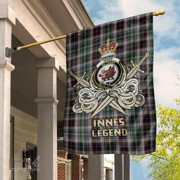 ScotsTee Shop Scottish Innes Dress Clan Crest Tartan Flag The Golden Sword of Courageous Legacy Flag