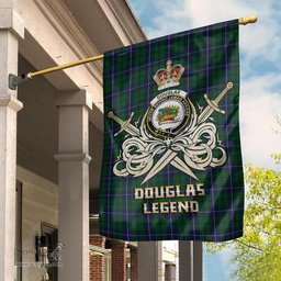 ScotsTee Shop Scottish Douglas Green Clan Crest Tartan Flag The Golden Sword of Courageous Legacy Flag