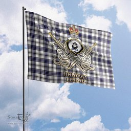 ScotsTee Shop Scottish Hannay Modern Clan Crest Tartan Flag The Golden Sword of Courageous Legacy Flag
