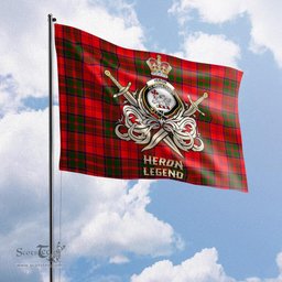 ScotsTee Shop Scottish Heron Clan Crest Tartan Flag The Golden Sword of Courageous Legacy Flag