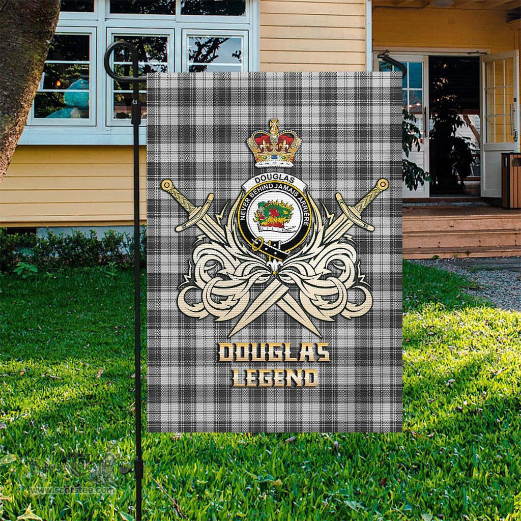 ScotsTee Shop Scottish Douglas Grey Modern Clan Crest Tartan Flag The Golden Sword of Courageous Legacy Flag