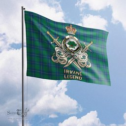 ScotsTee Shop Scottish Irvine Ancient Clan Crest Tartan Flag The Golden Sword of Courageous Legacy Flag