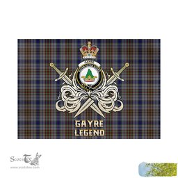 ScotsTee Shop Scottish Gayre Hunting Clan Crest Tartan Flag The Golden Sword of Courageous Legacy Flag