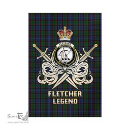 ScotsTee Shop Scottish Fletcher Clan Crest Tartan Flag The Golden Sword of Courageous Legacy Flag