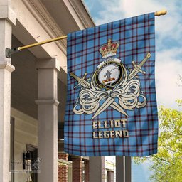 ScotsTee Shop Scottish Elliot Ancient Clan Crest Tartan Flag The Golden Sword of Courageous Legacy Flag