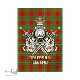 ScotsTee Shop Scottish Grierson Clan Crest Tartan Flag The Golden Sword of Courageous Legacy Flag