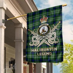 ScotsTee Shop Scottish Haliburton Clan Crest Tartan Flag The Golden Sword of Courageous Legacy Flag