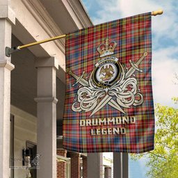 ScotsTee Shop Scottish Drummond of Strathallan Modern Clan Crest Tartan Flag The Golden Sword of Courageous Legacy Flag