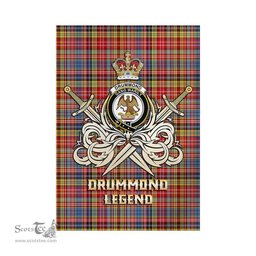 ScotsTee Shop Scottish Drummond of Strathallan Modern Clan Crest Tartan Flag The Golden Sword of Courageous Legacy Flag