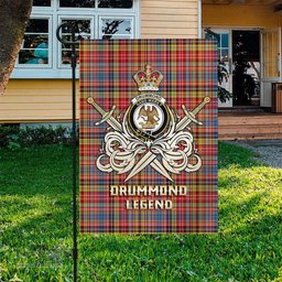 ScotsTee Shop Scottish Drummond of Strathallan Modern Clan Crest Tartan Flag The Golden Sword of Courageous Legacy Flag