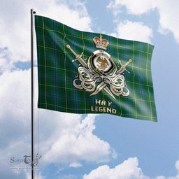 ScotsTee Shop Scottish Hay Hunting Clan Crest Tartan Flag The Golden Sword of Courageous Legacy Flag