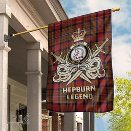 ScotsTee Shop Scottish Hepburn Clan Crest Tartan Flag The Golden Sword of Courageous Legacy Flag
