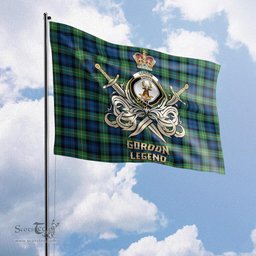ScotsTee Shop Scottish Gordon Ancient Clan Crest Tartan Flag The Golden Sword of Courageous Legacy Flag
