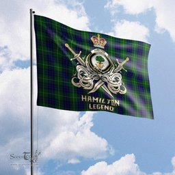 ScotsTee Shop Scottish Hamilton Green Hunting Clan Crest Tartan Flag The Golden Sword of Courageous Legacy Flag