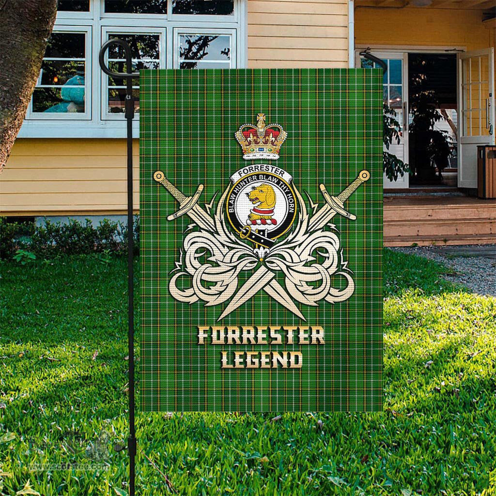 ScotsTee Shop Scottish Forrester Hunting Clan Crest Tartan Flag The Golden Sword of Courageous Legacy Flag